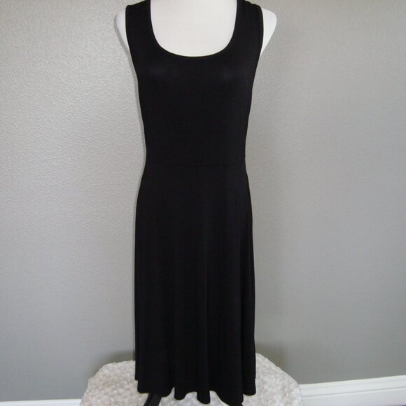 NWT Sleeveless Scoop Neck Racerback Fit & Flare Dress Black Sz L - Picture 2 of 9